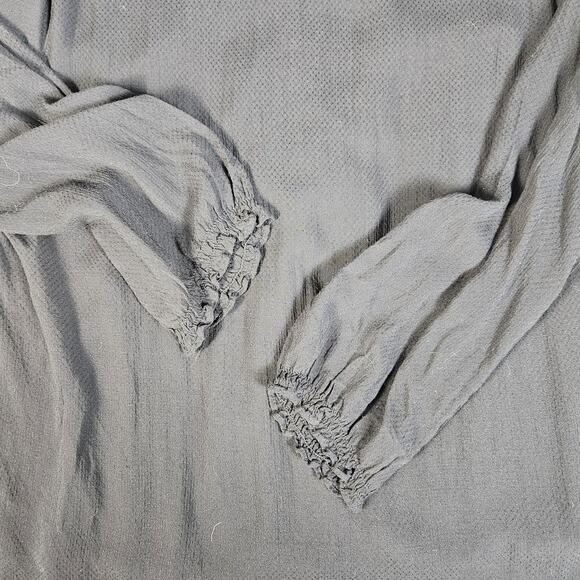 Matty M Long Sleeve Shirt Ruffle Front Button Up Black Semi Sheer Size Large - Picture 8 of 8